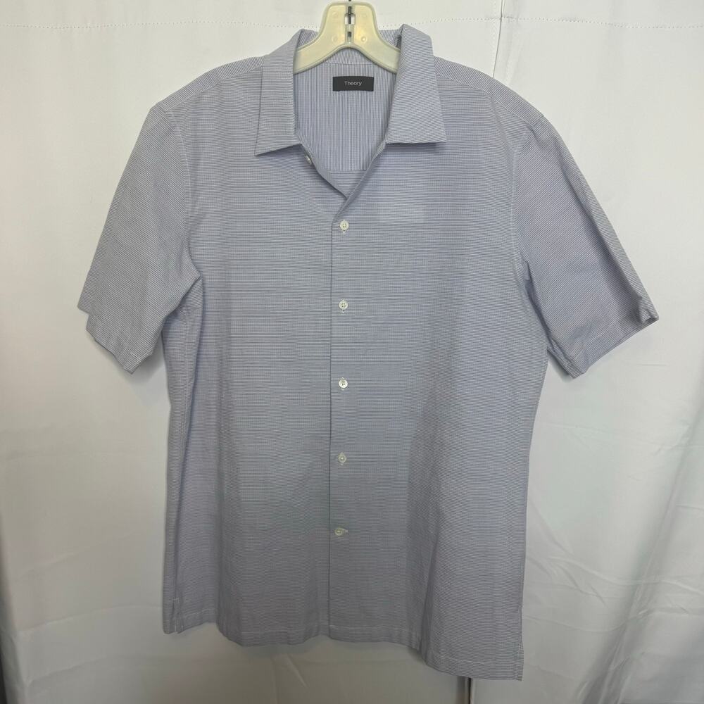Theory Wyoming SS Breeze Multi Light Textured Cotton Shirt L NWT